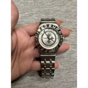 NFL Mens Pittsburgh‎ Steelers STAINLESS QUARTZ ANALOG WATCH NEEDS BATTERY